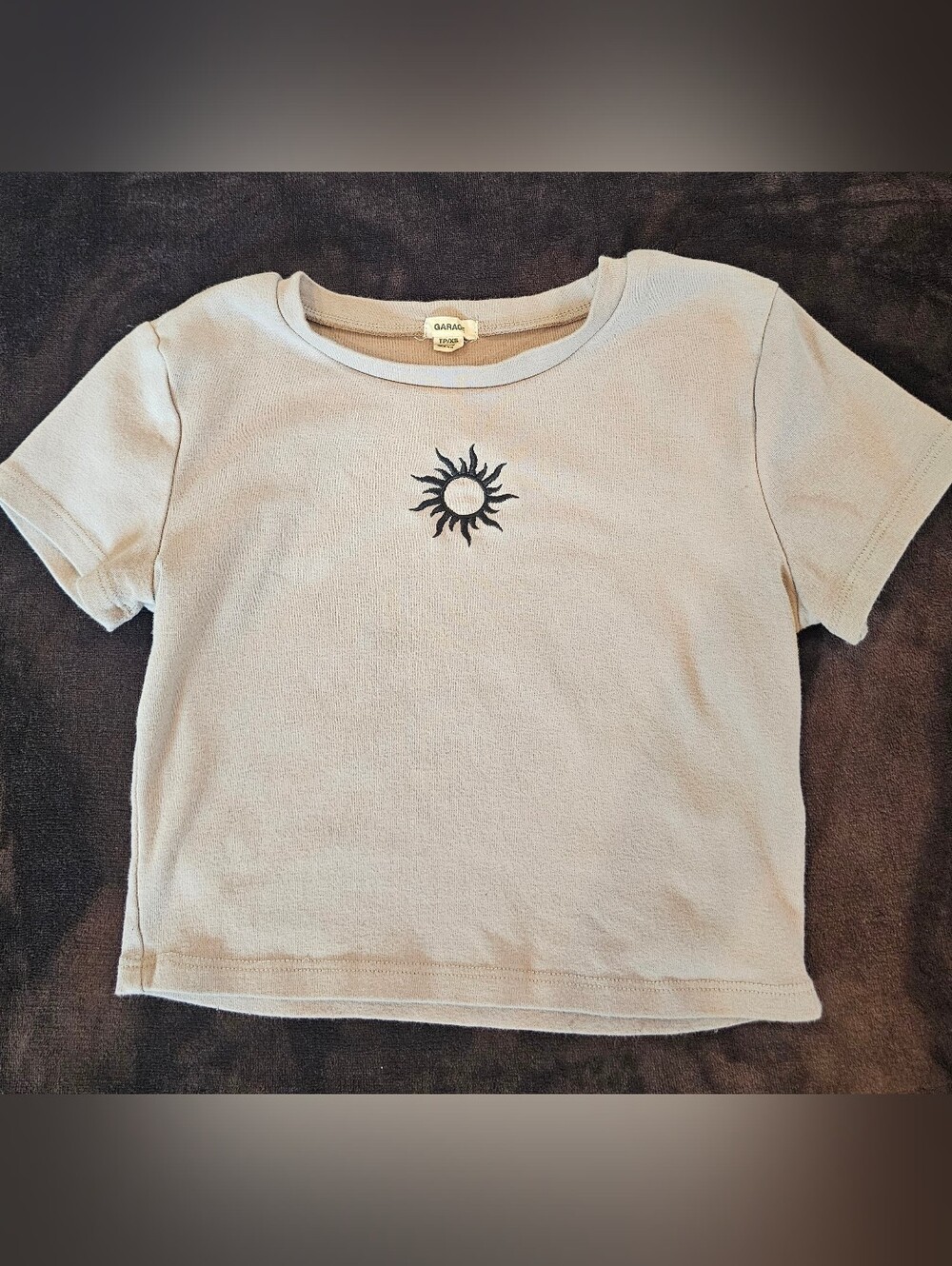 Garage Taupe Tee with Black Sun Graphic